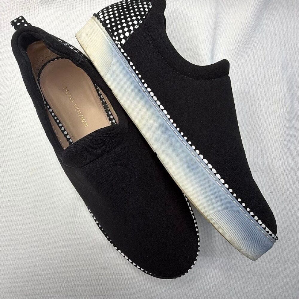 Stuart Weitzman Recovery Slip On Sneaker 9.5 Black Made in Spain